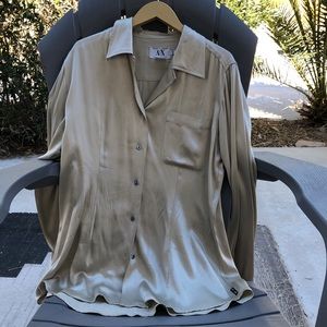 Armani Exchange Gold Satin blouse ..SZ S